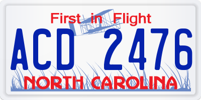 NC license plate ACD2476