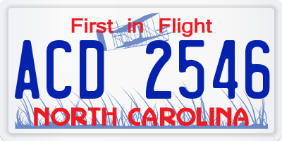 NC license plate ACD2546