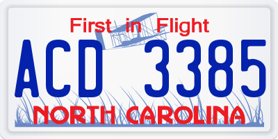 NC license plate ACD3385