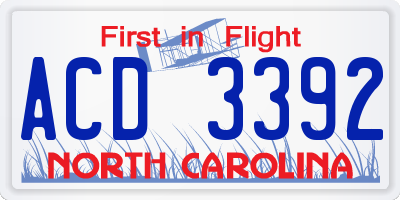 NC license plate ACD3392