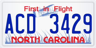 NC license plate ACD3429