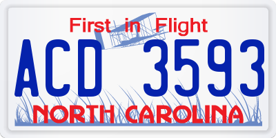 NC license plate ACD3593