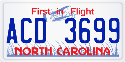 NC license plate ACD3699