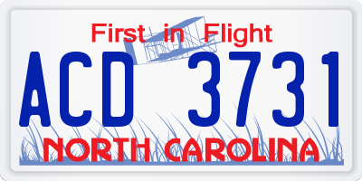 NC license plate ACD3731