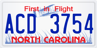 NC license plate ACD3754