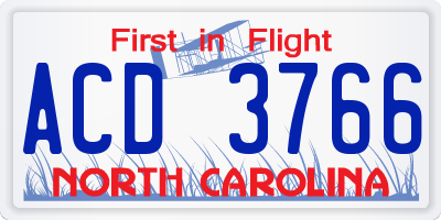 NC license plate ACD3766