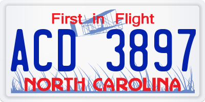 NC license plate ACD3897