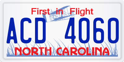 NC license plate ACD4060