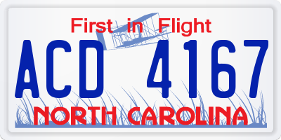 NC license plate ACD4167