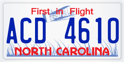 NC license plate ACD4610