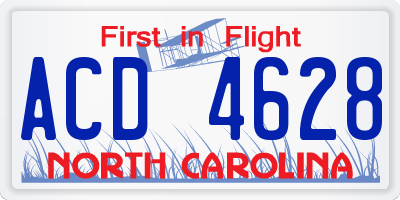 NC license plate ACD4628