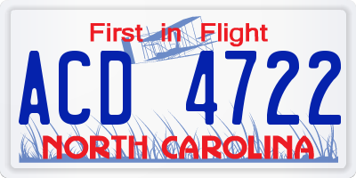 NC license plate ACD4722