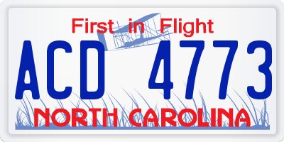 NC license plate ACD4773
