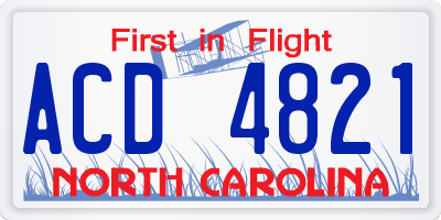 NC license plate ACD4821