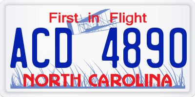 NC license plate ACD4890