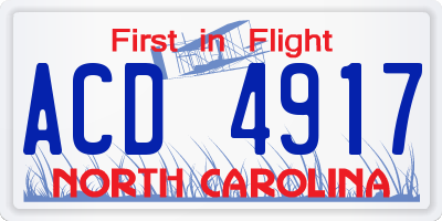 NC license plate ACD4917