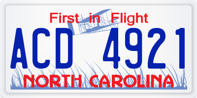 NC license plate ACD4921