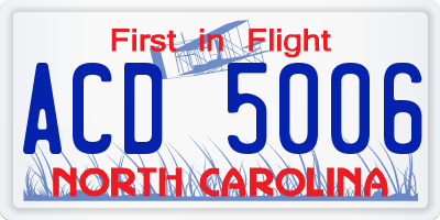 NC license plate ACD5006