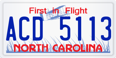 NC license plate ACD5113