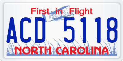 NC license plate ACD5118
