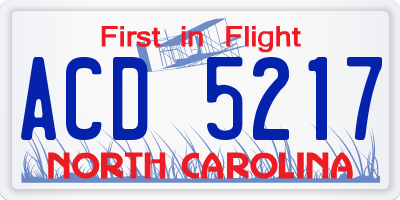 NC license plate ACD5217