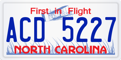 NC license plate ACD5227