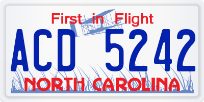 NC license plate ACD5242