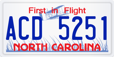 NC license plate ACD5251