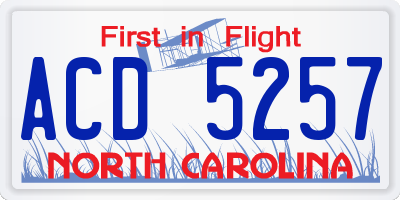 NC license plate ACD5257