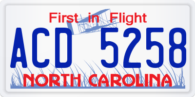 NC license plate ACD5258