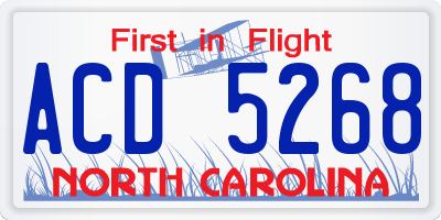 NC license plate ACD5268