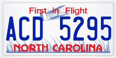 NC license plate ACD5295
