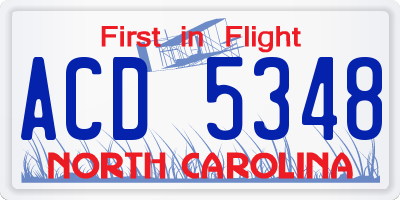 NC license plate ACD5348