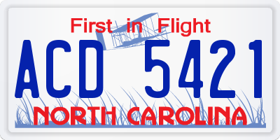 NC license plate ACD5421