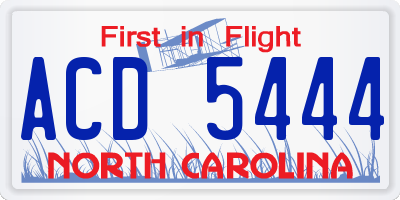 NC license plate ACD5444