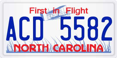 NC license plate ACD5582