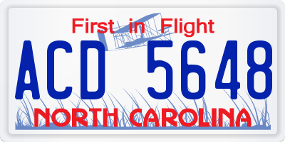 NC license plate ACD5648