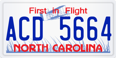 NC license plate ACD5664