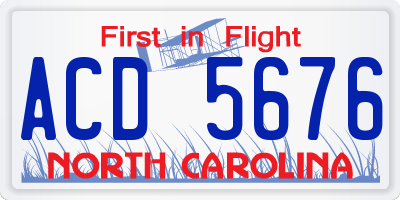 NC license plate ACD5676