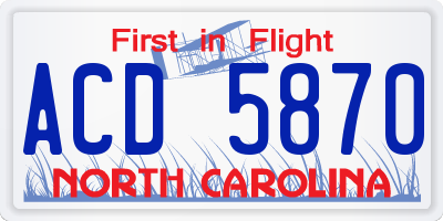 NC license plate ACD5870