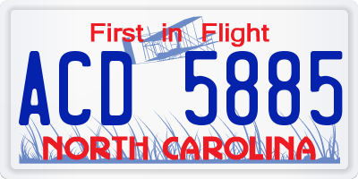 NC license plate ACD5885