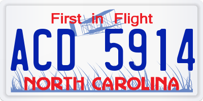 NC license plate ACD5914