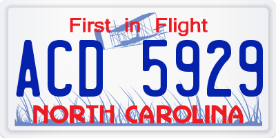NC license plate ACD5929