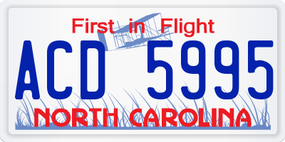NC license plate ACD5995