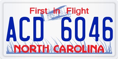 NC license plate ACD6046