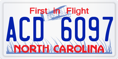 NC license plate ACD6097