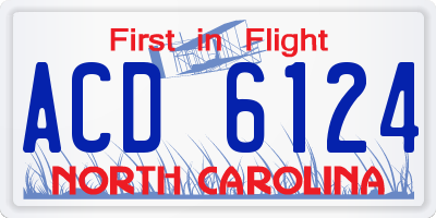 NC license plate ACD6124