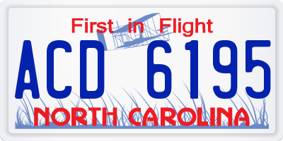 NC license plate ACD6195