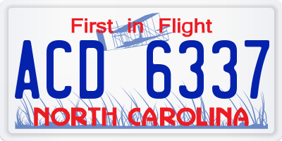 NC license plate ACD6337