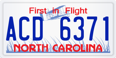 NC license plate ACD6371